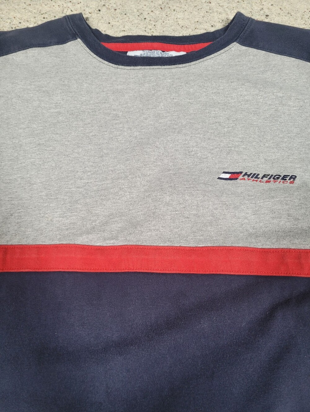 Hilfiger Athletics Crewneck Sweatshirt Vintage Gray Blue Red Men's XL